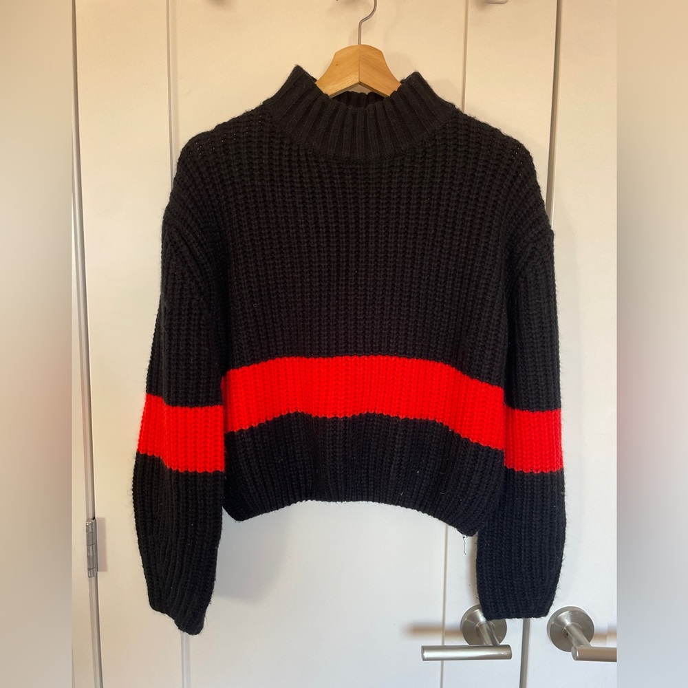 Vintage Black & Red Stripe Chunky Knit Sweater